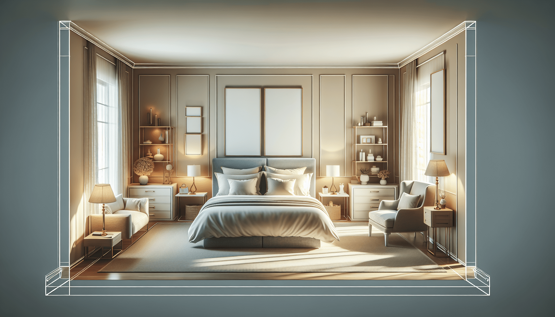 Illustration of ideal dimensions for a comfortable double bedroom.