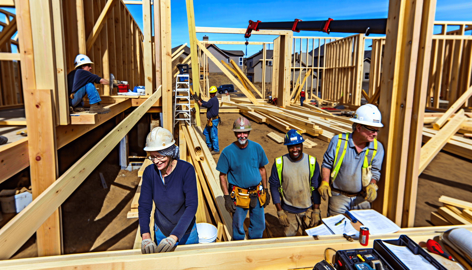 Timber frame construction in progress